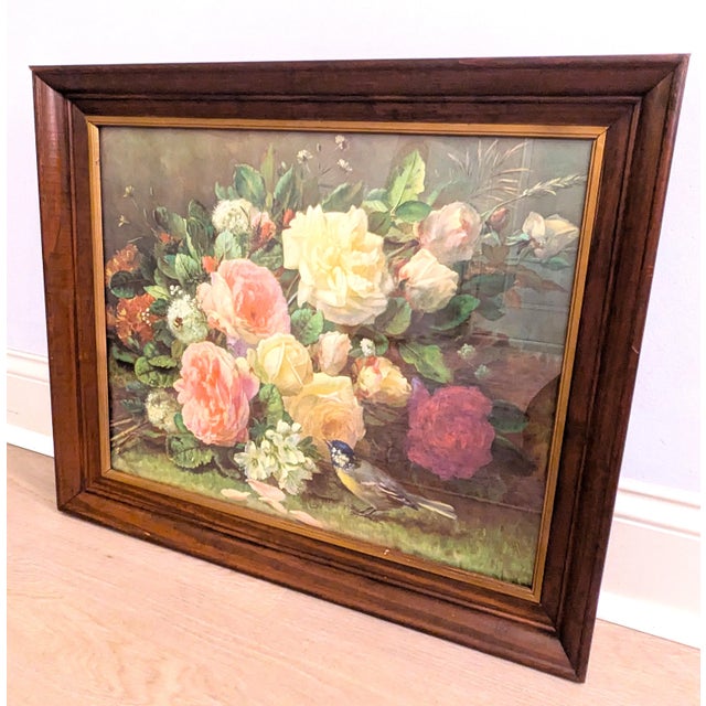 Vintage print on board of a Jean-Baptiste Robie's "Fragrance in Bloom", a Victorian-era painter renowned for his still-...