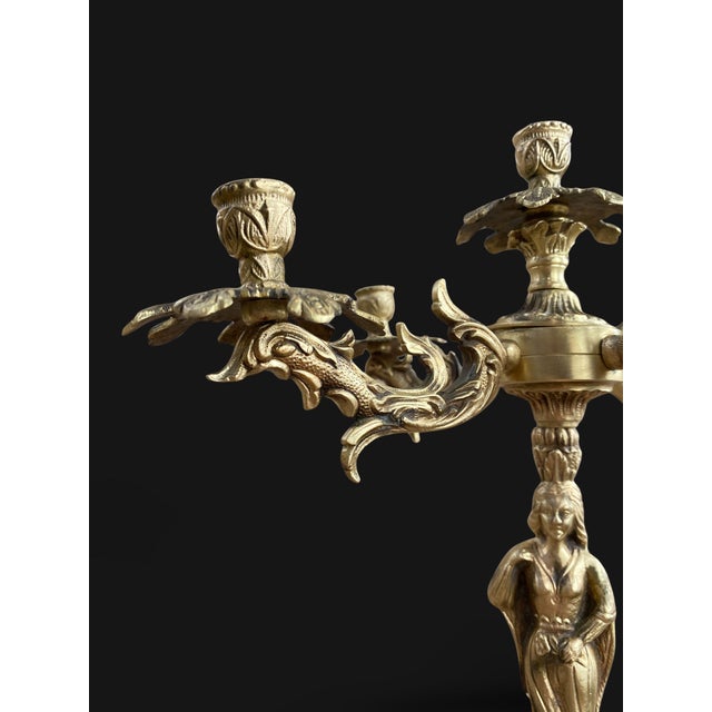 Black French Gilt Bronze and Marble Candleholders, 1800s, Set of 2 For Sale - Image 8 of 18