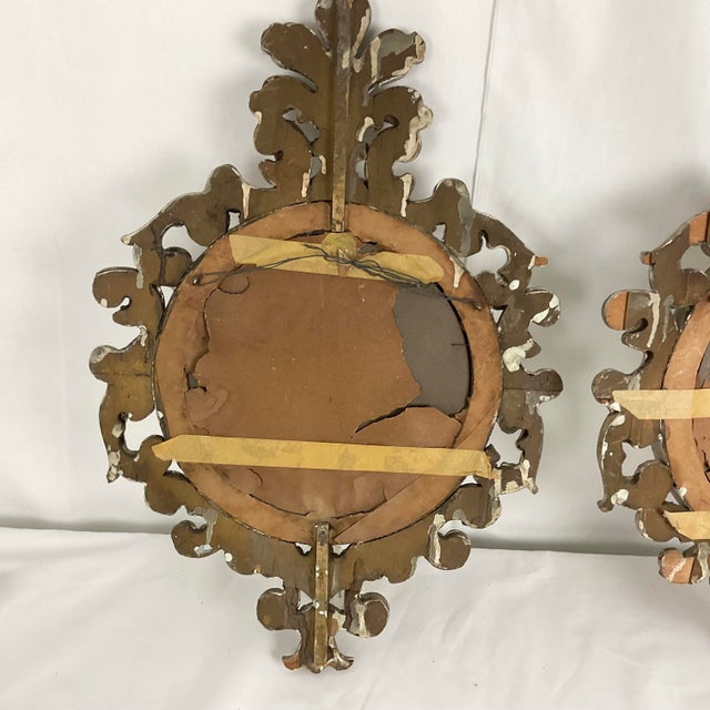 Ancient Italian Small Gesso Mirror Pair For Sale - Image 11 of 14