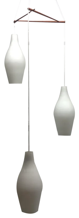 Large Mid-Century Scandinavian Glass & Teak Cascade Lights, 1960s, Set of 10
