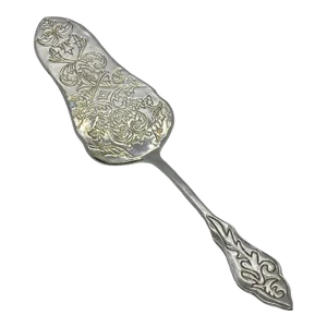 Vintage Silver Plate Cake Server With Fleur De Lis Ornamental Design