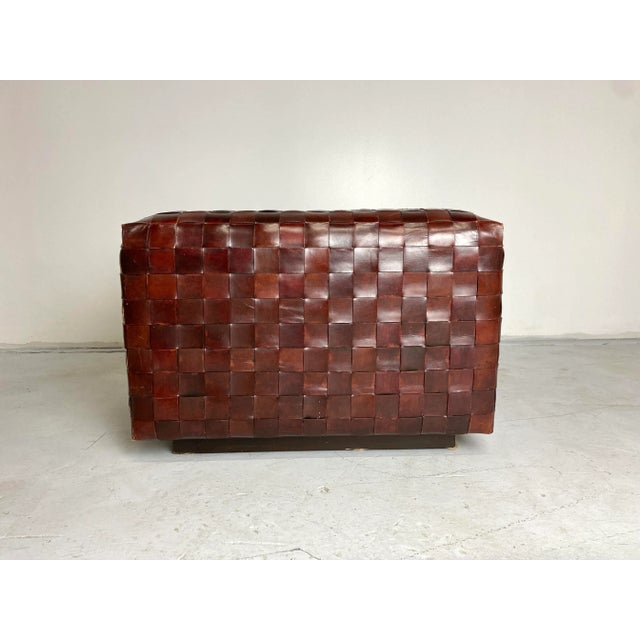 1990s 1990s Vintage Woven Leather Ottoman For Sale - Image 5 of 7
