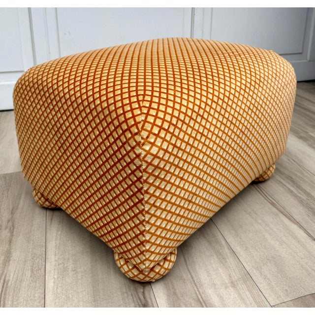 Mid-Century Modern 1970s Ottoman Stool Attributed to Milo Baughman for Thayer Coggin in Original Geometric Velvet For Sale - Image 3 of 11