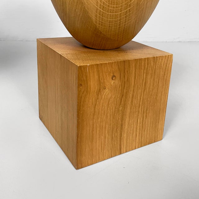 Italian Postmodern Stylized Head Sculptures in Wood, 1990s, Set of 2 For Sale - Image 9 of 11