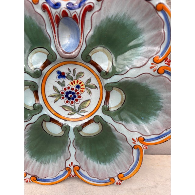 French Country French Faience Oyster Plate Saint Clement, Circa 1890 For Sale - Image 3 of 5