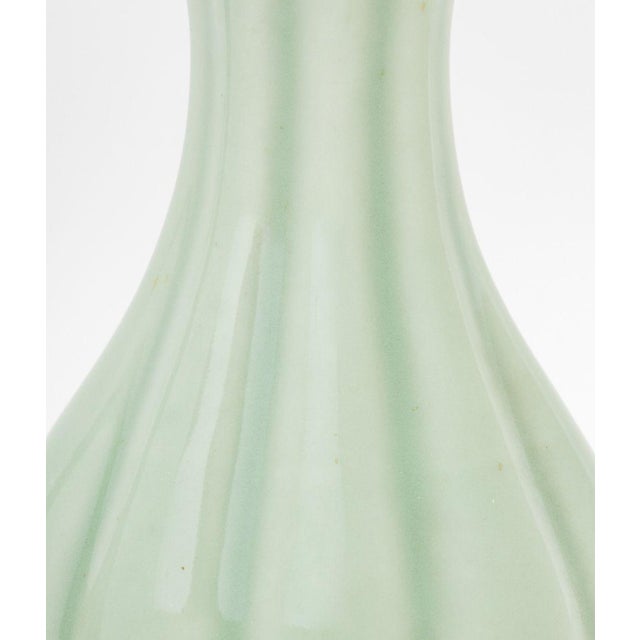 Mid 20th Century Pair of Vintage Chinese Celadon Porcelain Yuhuchunping Vases For Sale - Image 5 of 8