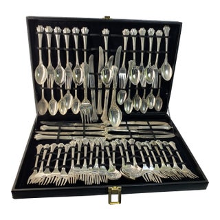 Vintage f.b. Rojers American Chippendale Flatware Service for 12 in Box - 62 pcs For Sale
