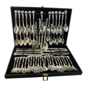 Vintage f.b. Rojers American Chippendale Flatware Service for 12 in Box - 62 pcs