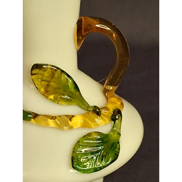 Antique Stevens & Williams Uranium Custard Glass Vase Applied Fruit Cherries 5" C. 1880 For Sale - Image 13 of 18