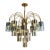Grand-Scale 1970s Smoked Glass and Brass 22-Light Waterfall Chandelier For Sale