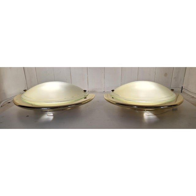 2000 - 2009 Vintage Wall Lamps with Brass Frames and Frosted Curved Glass Panes by Hufnagel Leuchten, 2000s, Set of 2 For Sale - Image 5 of 8