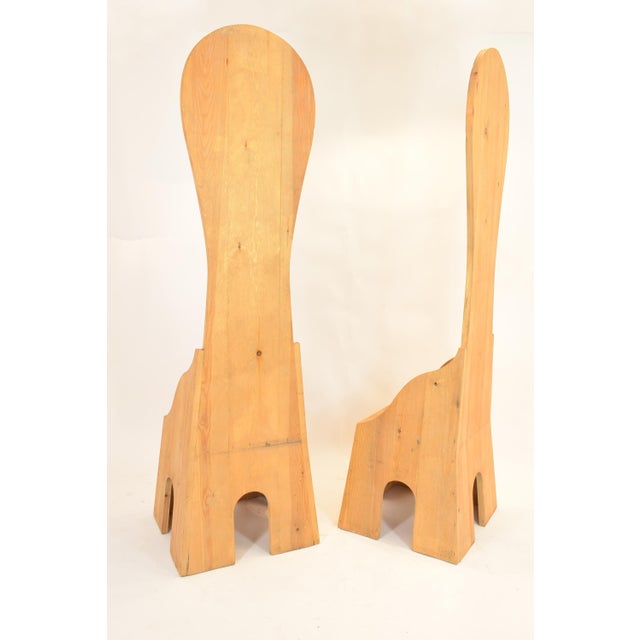 Mid-Century Modern Mobili Della Valle Series Model SC190 Chairs by Mario Ceroli for Poltronova, Italy, 1972, Set of 2 For Sale - Image 3 of 8