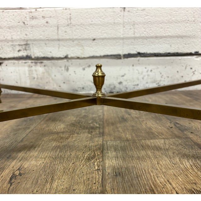 Vintage Mid Century Hollywood Regency Labarge Style Brass and Glass Table For Sale - Image 11 of 12
