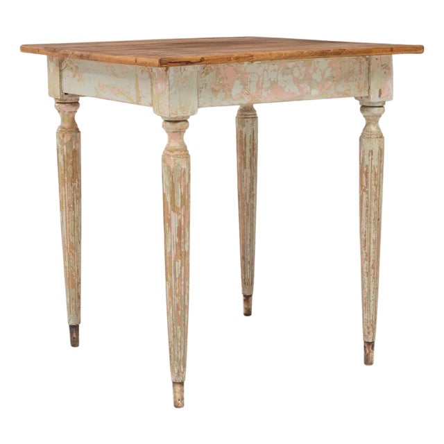 20th Century French Gustavian Wood Patinated Side Table For Sale