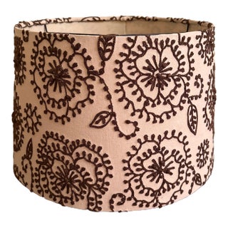 Vintage Linen Embroidered Lampshade For Sale