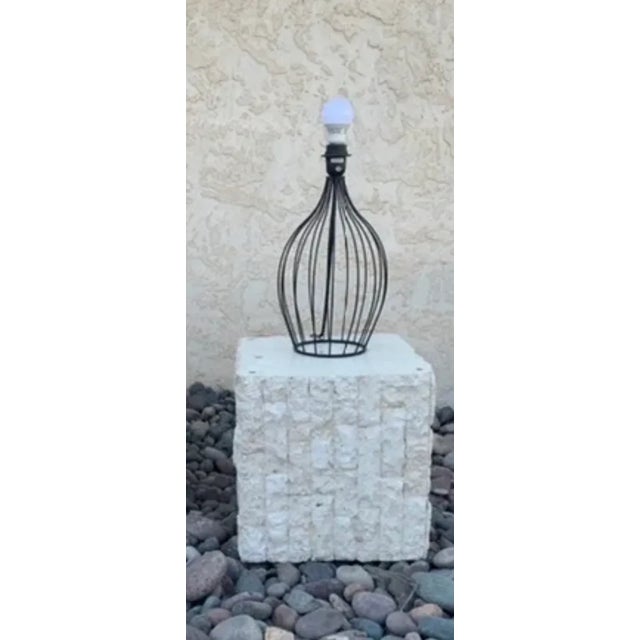 Minimalism Set of 2 1990's Black Wire Jug Table Lamps For Sale - Image 3 of 4