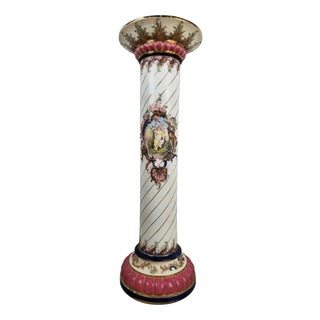 19th Century Viennese Porcelain Column with Floral Decoration, 1890s For Sale