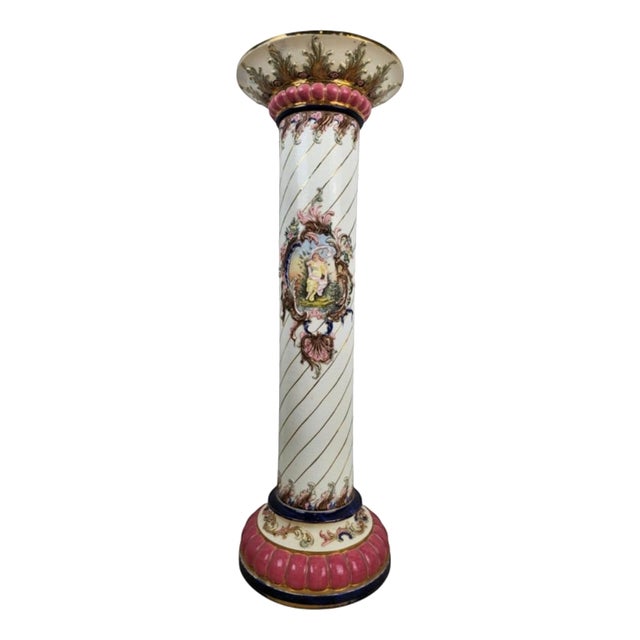 19th Century Viennese Porcelain Column with Floral Decoration, 1890s For Sale
