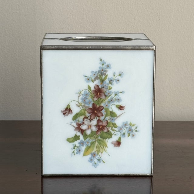 Traditional Late-20th Century Stained Glass Tissue Box Cover For Sale - Image 3 of 12