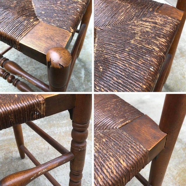 Wood Pair of Early 20th Century Patinated Ladder Back Chairs For Sale - Image 7 of 7