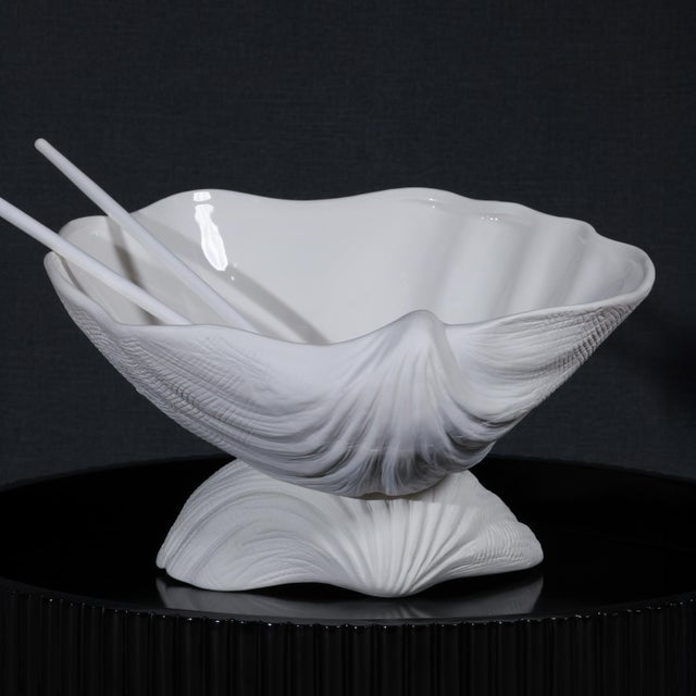 Transitional La Coquille Stoneware Clam Shell Bowl For Sale - Image 3 of 6