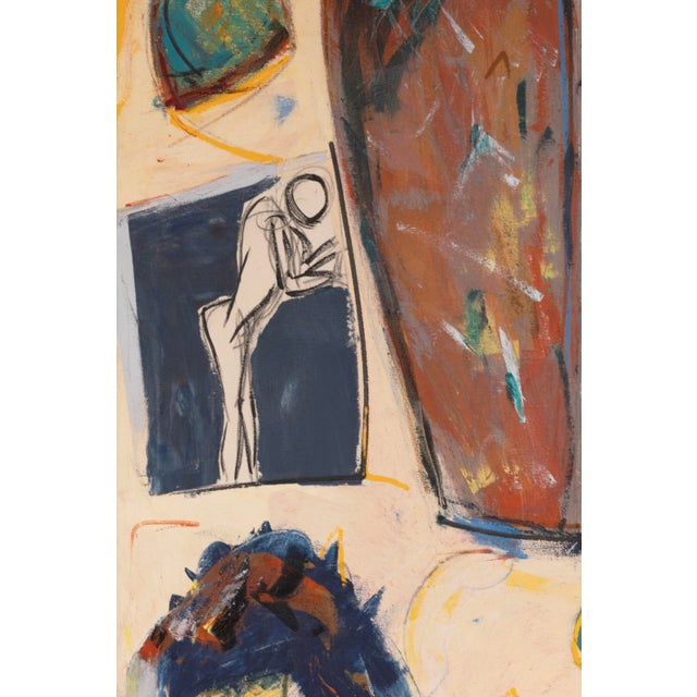 Brown Hermann Lederle Canopic 1985 Signed Oil Painting Figurative Abstract Painting For Sale - Image 8 of 9