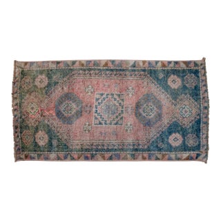 Hand Made Small Turkish Rug. DoorMat Entry Decor Kitchen Mat Baht Mat - 18'' X 34'' For Sale