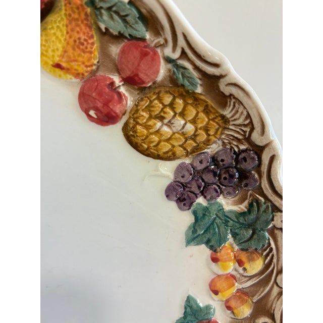 Ivory Vintage Lefton Majolica Style Fruit Border Dinner Plates, Set of 6 For Sale - Image 8 of 10