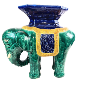 Antique Chinese Shiwan Ceramic Elephant Garden Stool