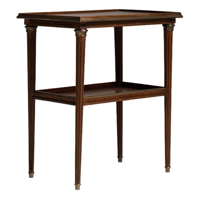 19th Century France Rich Walnut Brown Carved Walnut Side Table With Shelf For Sale