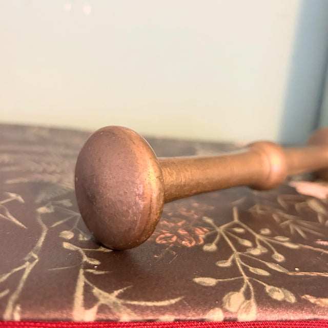 Vintage Solid Brass Mortar and Pestle Pharmacy Apothecary 5.75” 9.5 LBS For Sale - Image 11 of 12
