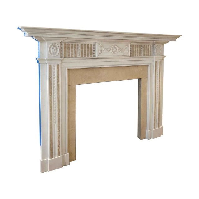 Stone English Carved Statuary Marble Mantel For Sale - Image 7 of 9
