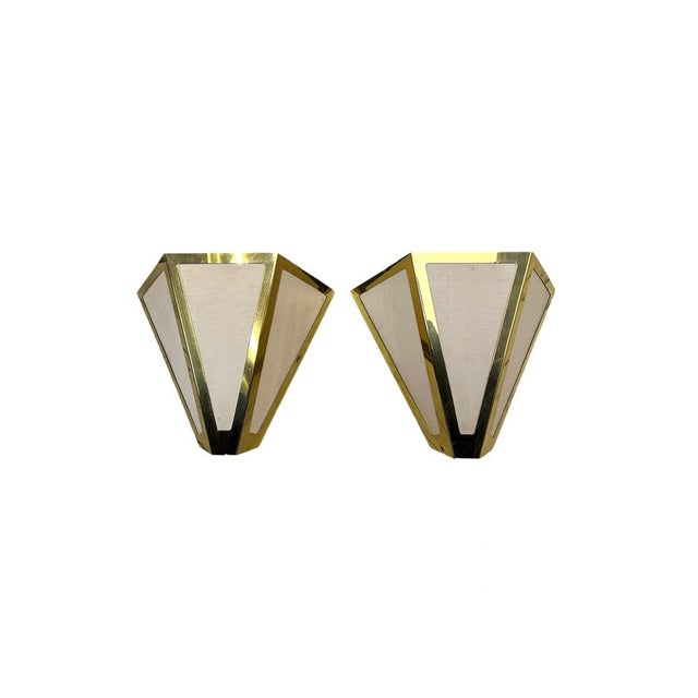 Pyramid Brass and Acrylic Geometric Wall Lights from Kullmann, 1970s, Set of 2 For Sale - Image 11 of 11
