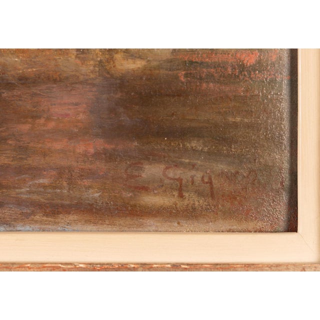 Dimensions without frame: 27 x 35,5 x 0,5 cm. Signed "E. Gignous" in the lower right corner. This atmospheric landscape...