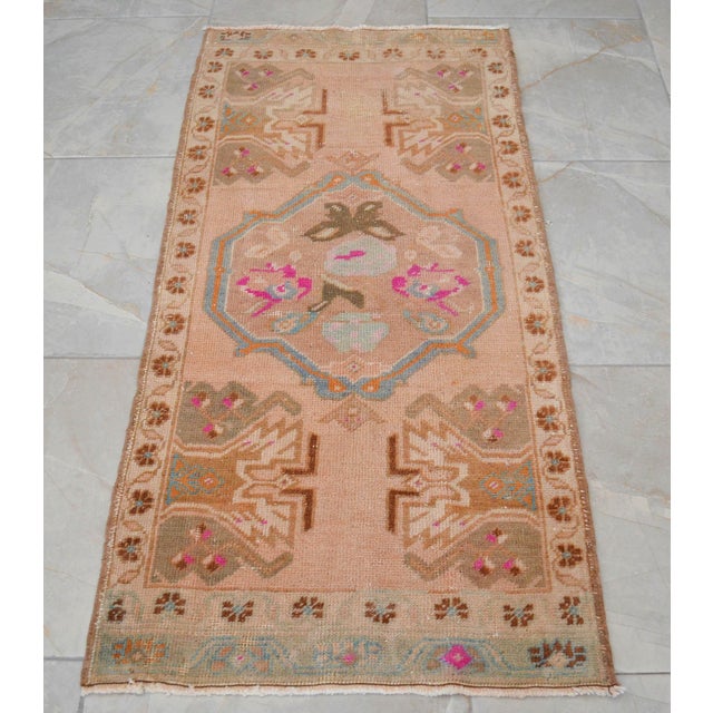 1970s Small Rug, Entryway Rug, Bath Mat, Kitchen Decor, Turkish Rug, Doormat 1'10" X 3'10" For Sale - Image 15 of 18