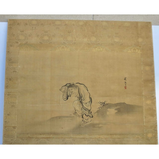 Paper 18th Century Japanese Zen Ink Painting For Sale - Image 7 of 9