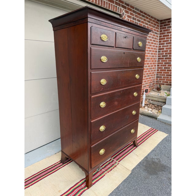 Early 19th Century Antique Central Pennsylvania Cherry Hepplewhite Tall Chest, Circa 1810s–1820s For Sale - Image 5 of 12
