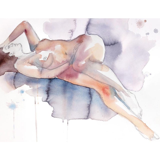 Impressionist "Nude No. 111" Contemporary Original Nude Figure Watercolor Painting by Elizabeth Becker For Sale - Image 3 of 3