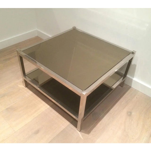 Mid-Century Modern Large Chrome and Bronze Mirror Side Tables, circa 1970 For Sale - Image 3 of 13