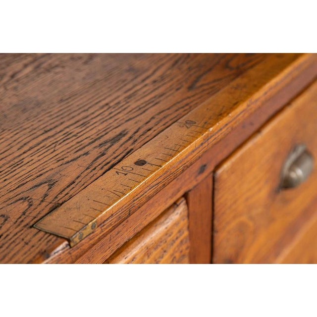 19th Century French Oak and Pine Drapers Counter, 1890 For Sale - Image 12 of 17