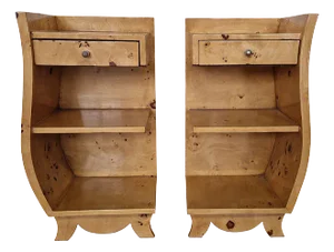 Art Deco Line Bedside Tables, 1980s, Set of 2