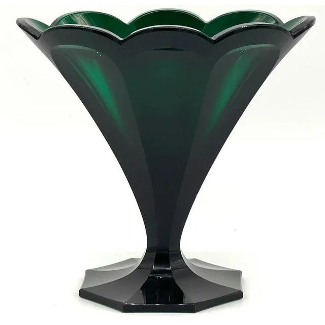 Glass 19th Century Biedermeier Emerald Cut Crystal Oval Octagonal Vase For Sale - Image 7 of 11