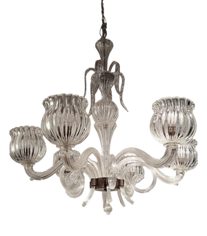 Murano Glass 6-Light Chandelier, 1940s