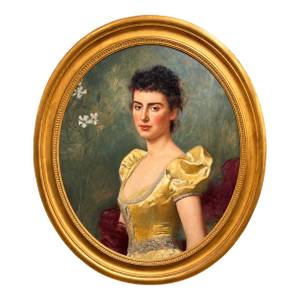 Late 19th C Portrait of Young Woman in Yellow Gown – Attributed to Sergeant Kendall