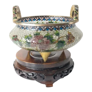 Mid 20th Century Chinese Plique-A-Jour Cloisonne Enamel Censer