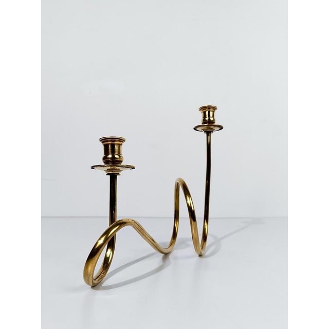 Mid-Century Modern Brass Candleholders in the style of Josef Frank, 1950s, Set of 2 For Sale - Image 13 of 18