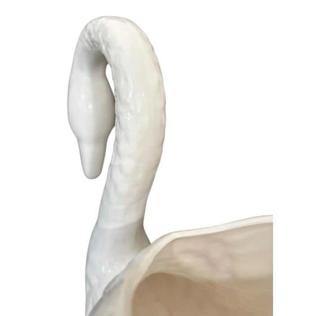 Ceramic Vintage Elegant White Swan Planter Vase | Vintage Pottery Centerpiece | Mid-Century Home Decor For Sale - Image 7 of 12