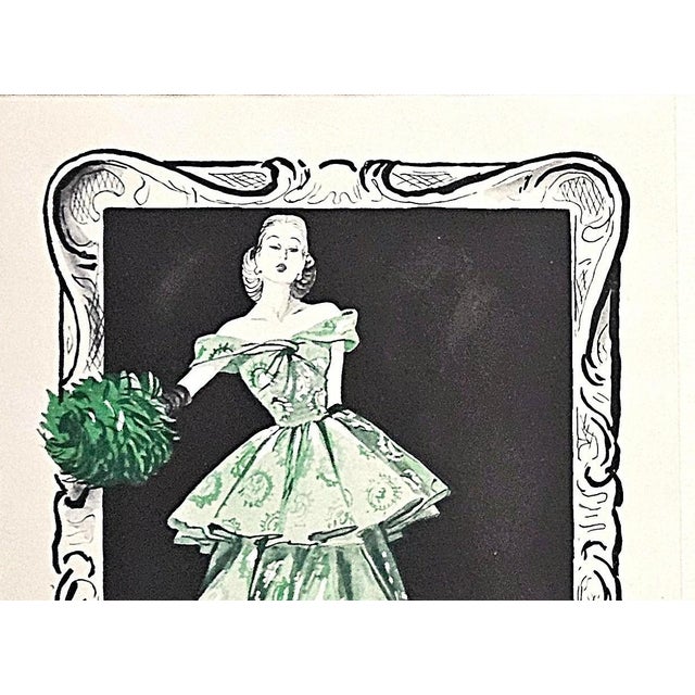 René Gruau 1945 Rare PAIR-Mid-Century French Evening Gowns-Rene Gruau, Matted For Sale - Image 4 of 8