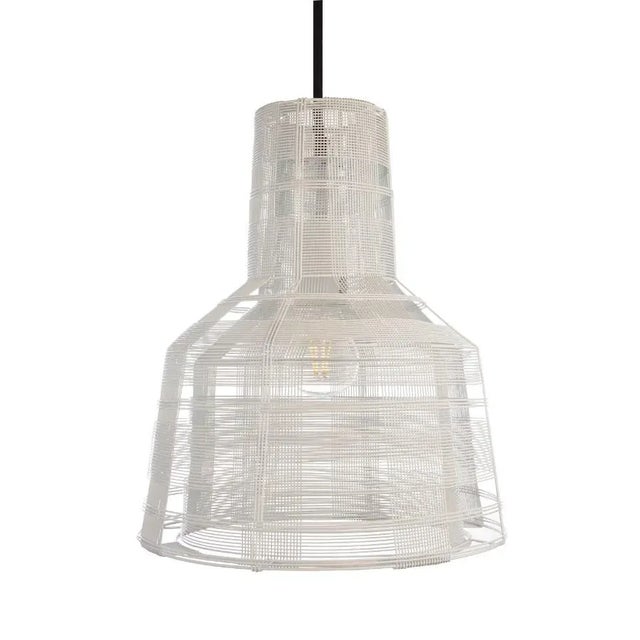 Handcrafted in the Philippines from malleable galvanized iron wire, the Section Pendant by Schema for Oggetti features an...