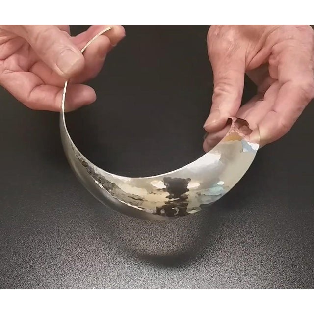 Ultra Wide Sterling Silver Collar, Gerhard Herbst Studio Neckpiece, American Modernist, Mid Century Style, Vintage For Sale - Image 11 of 13